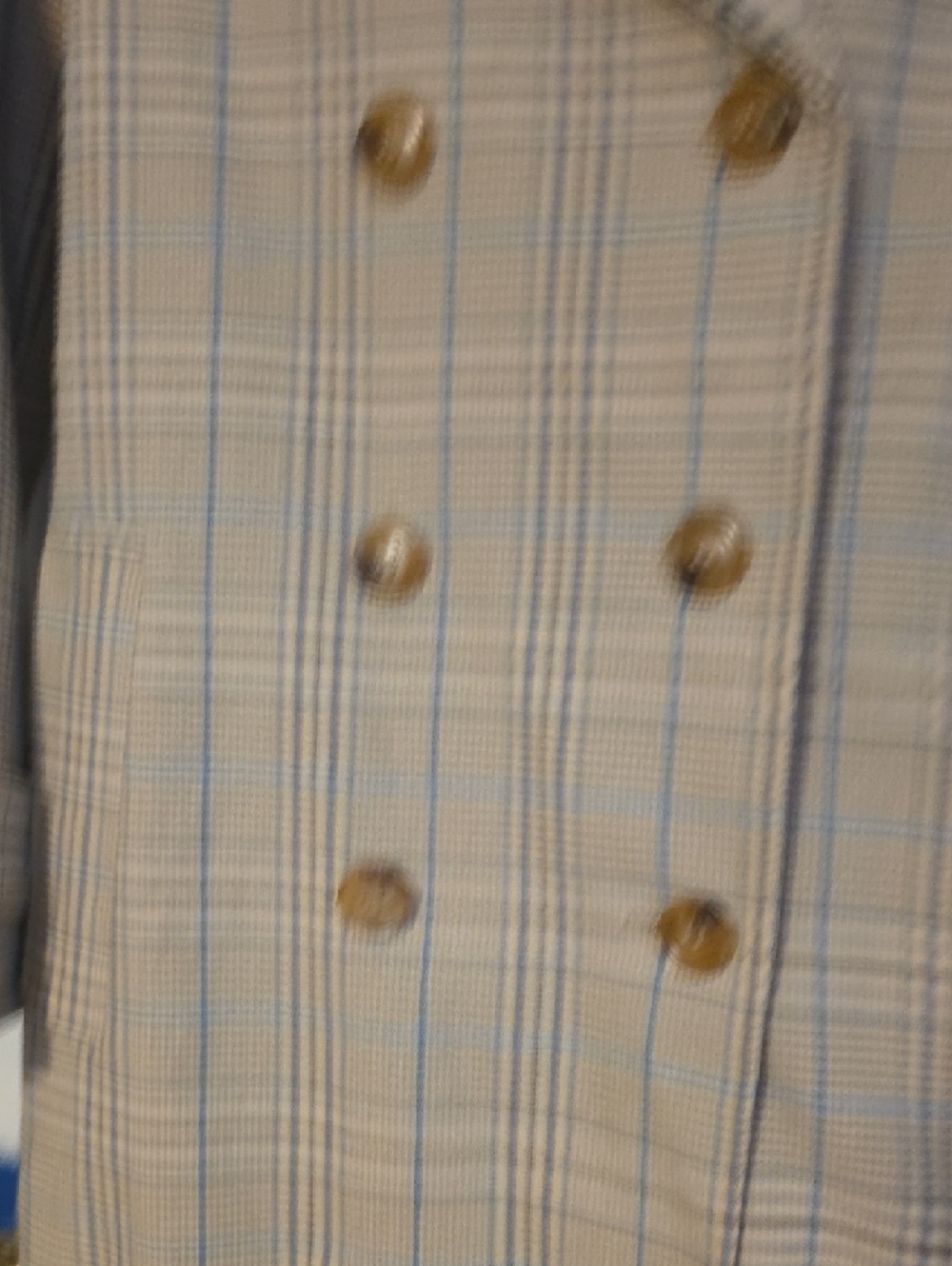 Beaudette Double-Breasted Beige Plaid Trench Coat - Picture 6 of 10